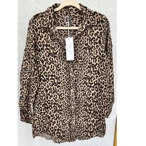NWT Anthropology by Kyla Seo Women's Kapri Shirt Size Small Wild Cheetah